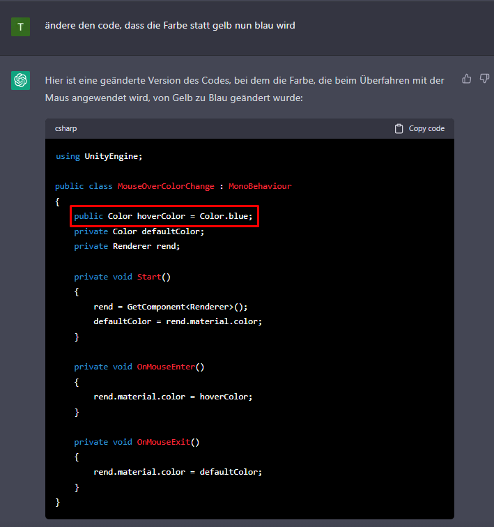 ChatGPT verbessert seinen Code