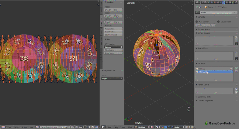 Umschalten zwischen den UV-Maps.